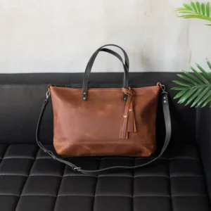 Leather tote bag laptop, Large tote bag with zipper and pockets, Tote bag for work, Leather tote bag for women, Leather tote bag for Mom